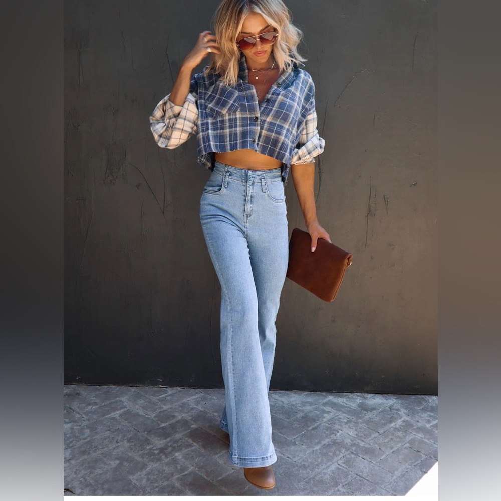 Vici Missing Piece Plaid Colorblock Button Down T… - image 2